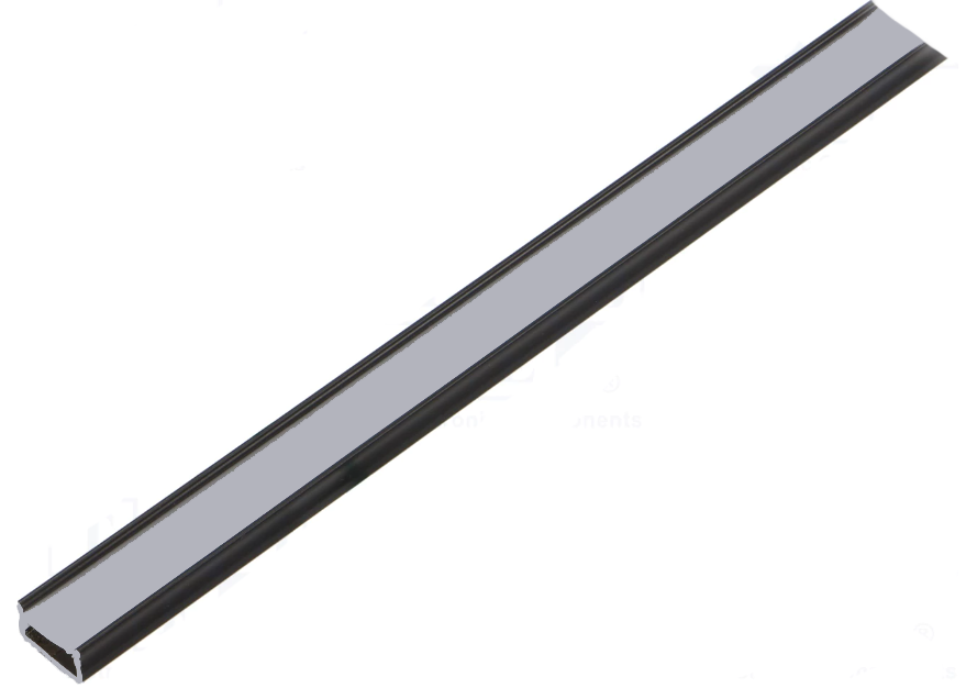 LED profiel - zwart - melk wit - 16 x 9.3 mm - Met afdekkapjes LED profiel - zwart - melk wit - 16 x 9.3 mm - Met afdekkapjes